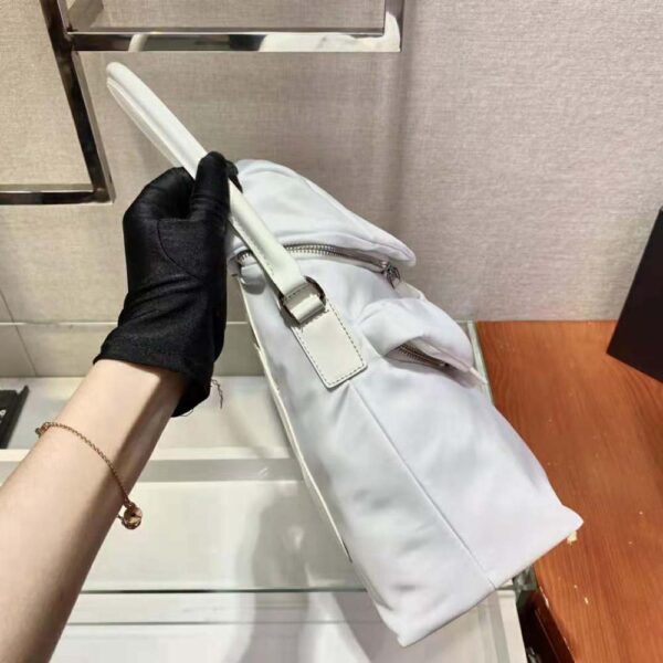 Prada Women Signaux Nylon and Leather Hobo Bag-white (6)