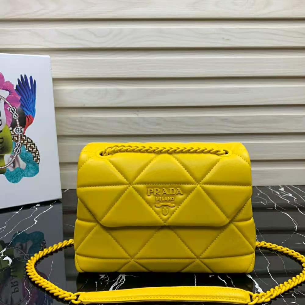 PRADA: bag in nappa leather - Yellow  Prada shoulder bag 1BC165 2DX8  online at