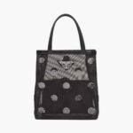 Prada Women Small Polka-Dot Mesh Tote Bag-Black