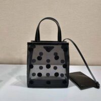 Prada Women Small Polka-Dot Mesh Tote Bag-Black (1)