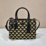 Prada Women Small Prada Galleria Jacquard Fabric Bag-Brown - Image 2