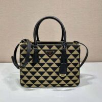 Prada Women Small Prada Galleria Jacquard Fabric Bag-Brown (1)