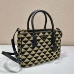 Prada Women Small Prada Galleria Jacquard Fabric Bag-Brown - Image 4