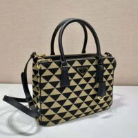 Prada Women Small Prada Galleria Jacquard Fabric Bag-Brown (1)