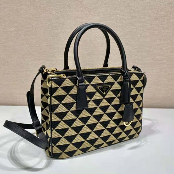 Prada Women Small Prada Galleria Jacquard Fabric Bag-Brown (3)