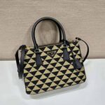 Prada Women Small Prada Galleria Jacquard Fabric Bag-Brown - Image 5
