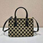Prada Women Small Prada Galleria Jacquard Fabric Bag-Brown - Image 3