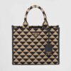 Prada Women Small Prada Symbole Jacquard Fabric Handbag-Brown