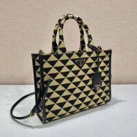 Prada Women Small Prada Symbole Jacquard Fabric Handbag-Brown (1)