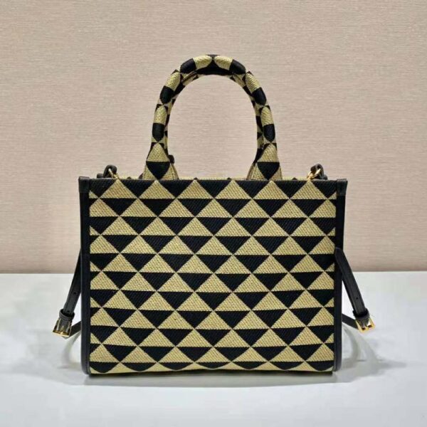 Prada Women Small Prada Symbole Jacquard Fabric Handbag-Brown (4)