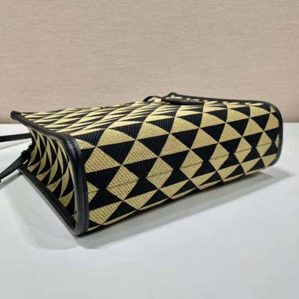 Prada Women Small Prada Symbole Jacquard Fabric Handbag-Brown (5)