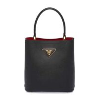 Prada Women Small Saffiano Leather Prada Panier Bag-black (1)