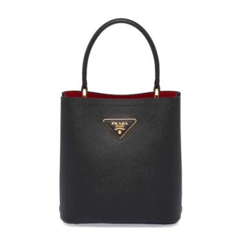 Prada Women Small Saffiano Leather Prada Panier Bag-Black