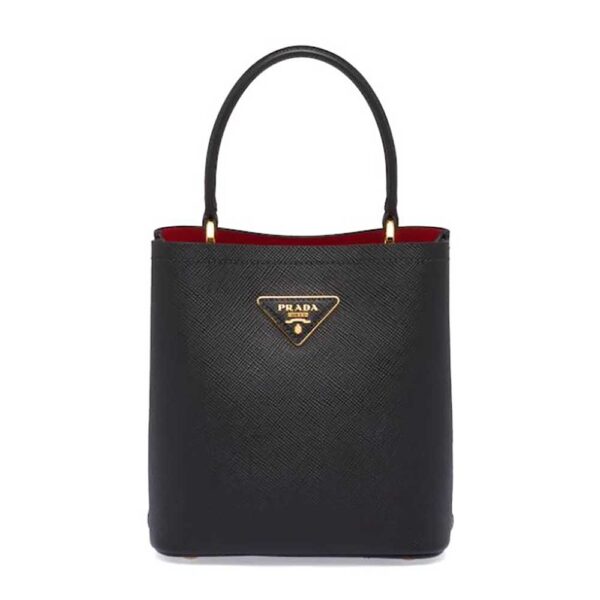 Prada Women Small Saffiano Leather Prada Panier Bag-Black