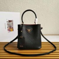 Prada Women Small Saffiano Leather Prada Panier Bag-black (1)