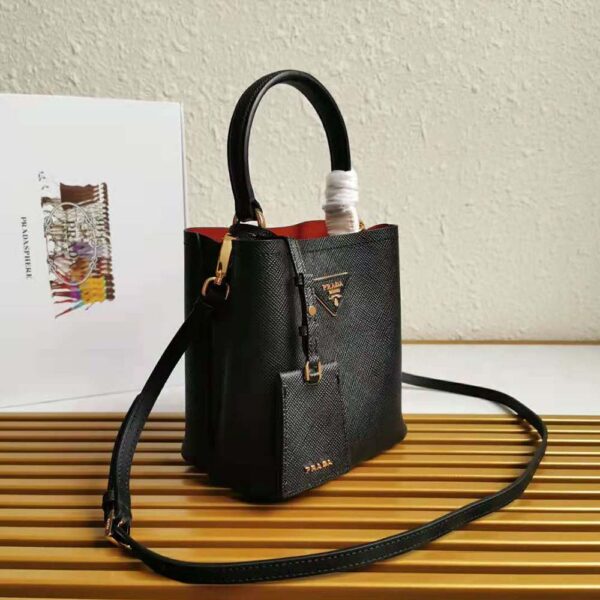 Prada Women Small Saffiano Leather Prada Panier Bag-black (3)