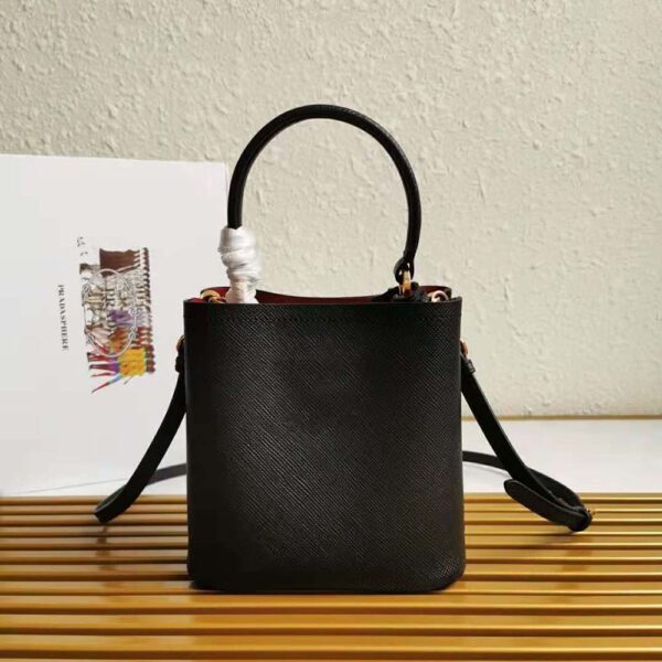 Prada Women Small Saffiano Leather Prada Panier Bag-black (4)