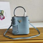 Prada Women Small Saffiano Leather Prada Panier Bag-Blue - Imagen 2