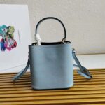 Prada Women Small Saffiano Leather Prada Panier Bag-Blue - Imagen 3
