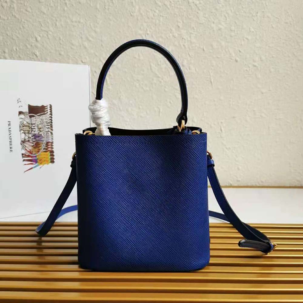 Prada Panier Small Saffiano Leather Bag in Blue