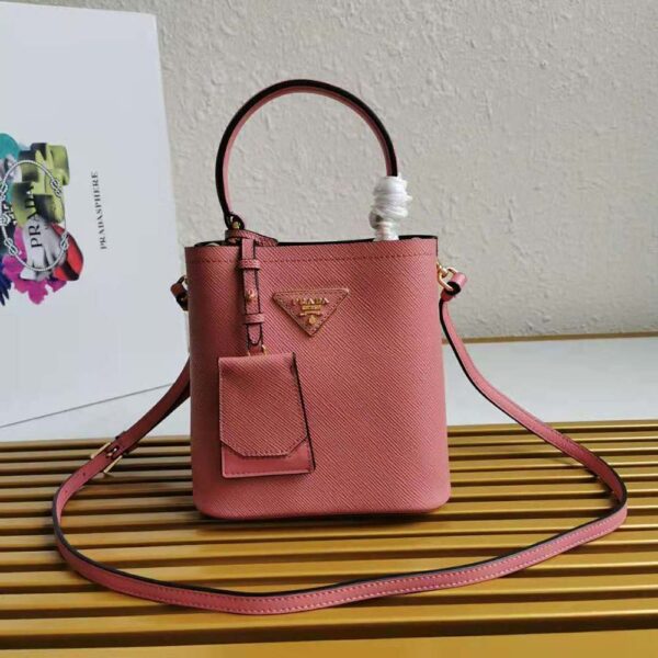 Prada Women Small Saffiano Leather Prada Panier Bag-pink (2)