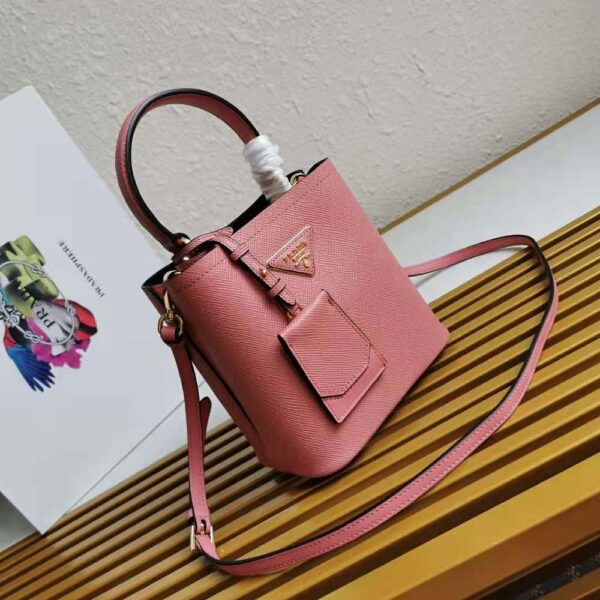 Prada Women Small Saffiano Leather Prada Panier Bag-pink (3)