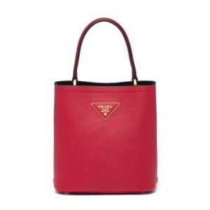 Prada Women Small Saffiano Leather Prada Panier Bag-Red