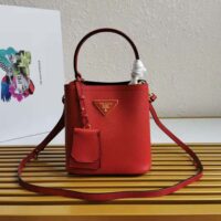 Prada Women Small Saffiano Leather Prada Panier Bag-red (1)