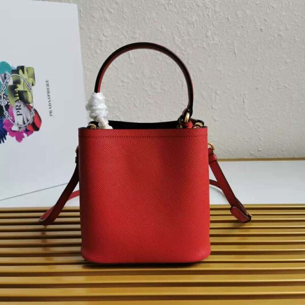 Prada Women Small Saffiano Leather Prada Panier Bag-red (4)