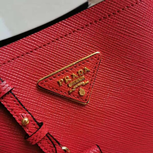 Prada Women Small Saffiano Leather Prada Panier Bag-red (9)