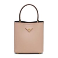 Prada Women Small Saffiano Leather Prada Panier Bag-Sandy