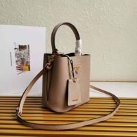 Prada Women Small Saffiano Leather Prada Panier Bag-sandy (1)