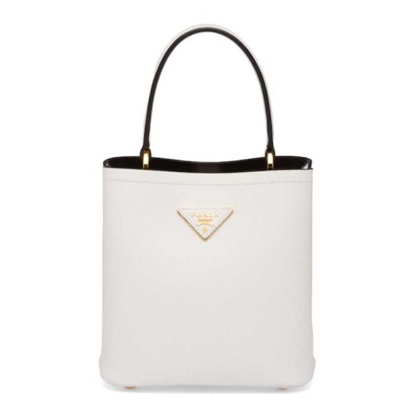 Prada Women Small Saffiano Leather Prada Panier Bag-white (1)