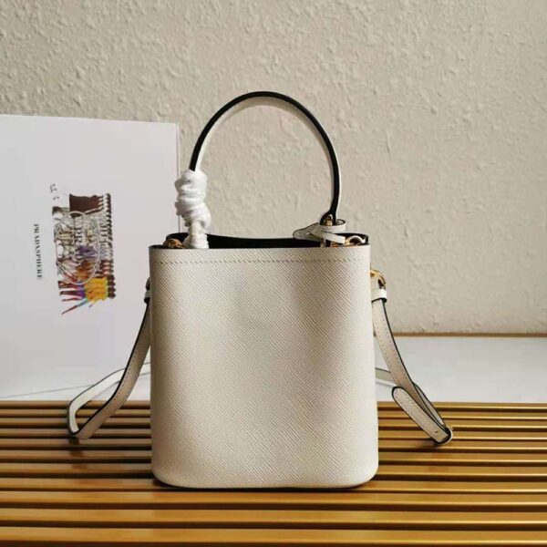 Prada Women Small Saffiano Leather Prada Panier Bag-white (4)