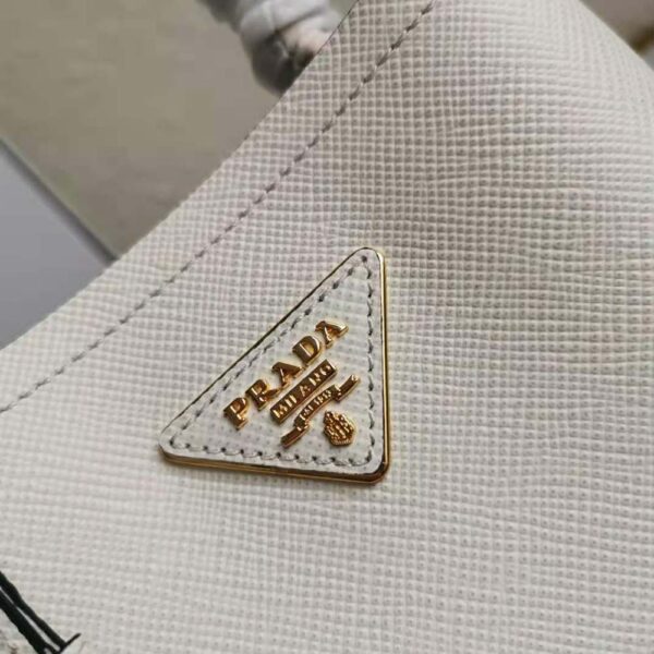 Prada Women Small Saffiano Leather Prada Panier Bag-white (8)