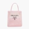 Prada Women Small Sequined Mesh Tote Bag-Pink