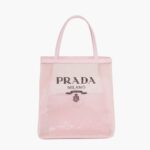 Borsa tote piccola in rete con paillettes da donna Prada - Rosa