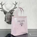 Prada Women Small Sequined Mesh Tote Bag-Pink - immagine 3