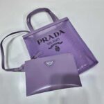 Prada Women Small Sequined Mesh Tote Bag-Purple – Image 5