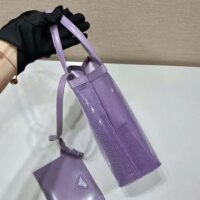 Prada Women Small Sequined Mesh Tote Bag-Purple (1)