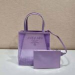 Prada Women Small Sequined Mesh Tote Bag-Purple – Image 3