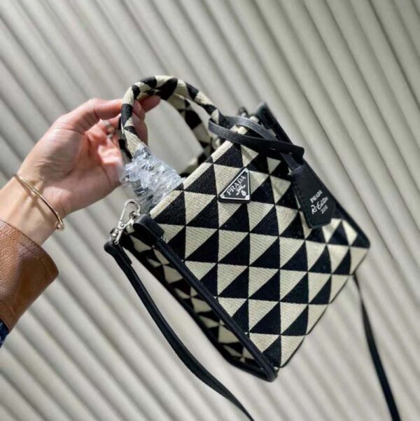 Prada Women Symbole Jjacquard Fabric Micro Bag-Beige (3)