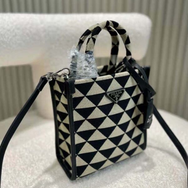 Prada Women Symbole Jjacquard Fabric Micro Bag-Beige (9)