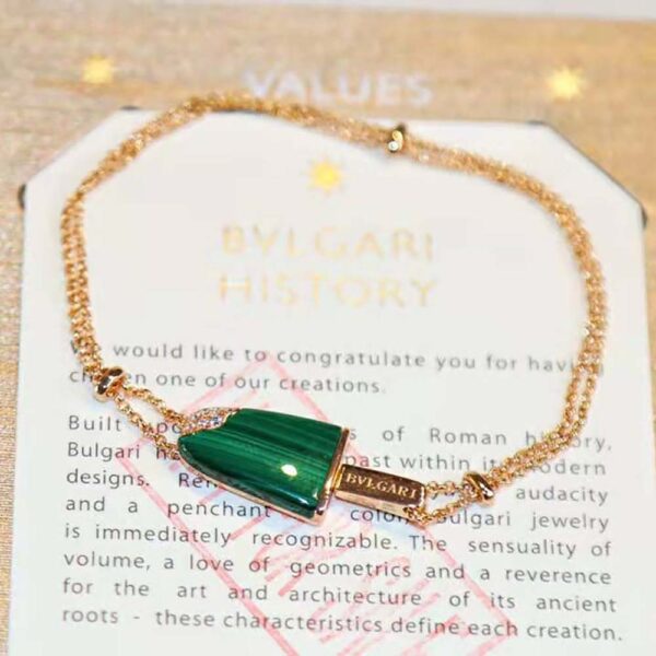 Bvlgari Women BVLGARI BVLGARI Gelati 18 KT Rose Gold Soft Bracelet-Green (2)