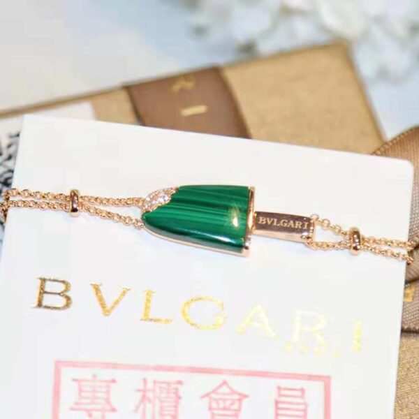 Bvlgari Women BVLGARI BVLGARI Gelati 18 KT Rose Gold Soft Bracelet-Green (3)