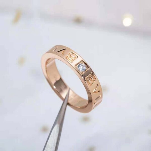 Bvlgari Women Bvlgari Bvlgari Ring 18 KT Rose Gold Ring with Diamond-gold (5)