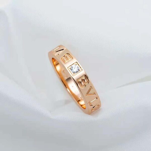 Bvlgari Women Bvlgari Bvlgari Ring 18 KT Rose Gold Ring with Diamond-gold (7)