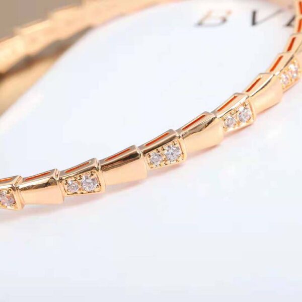 Bvlgari Women Serpenti Viper 18 KT Rose Gold Bracelet Set with Demi Pave Diamonds (6)