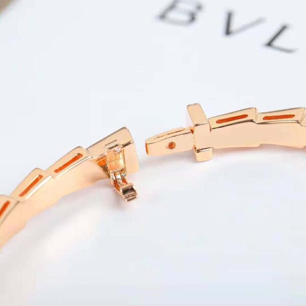 Bvlgari Women Serpenti Viper 18 KT Rose Gold Bracelet Set with Demi Pave Diamonds (8)