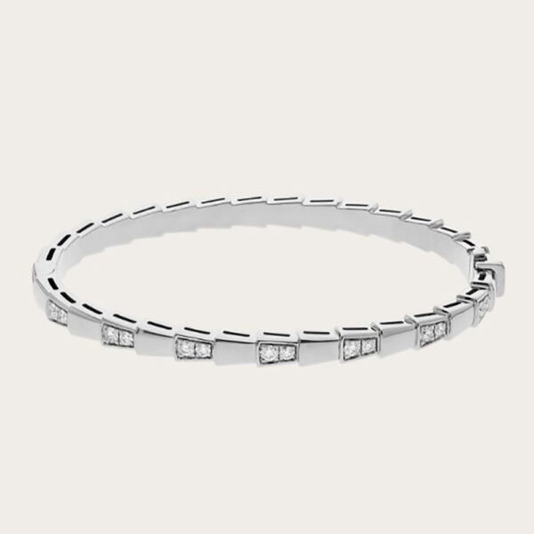 Bvlgari Women Serpenti Viper 18 KT White Gold Bracelet Set with Demi Pave Diamonds (1)